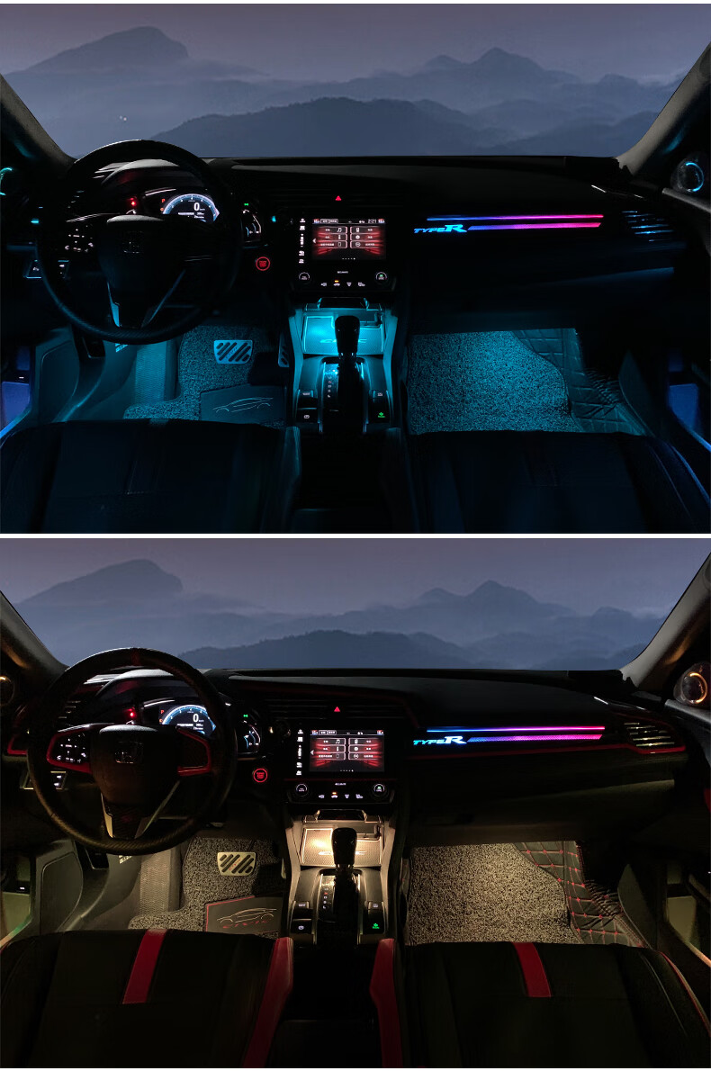 适用于十代思域3d律动版typer64色氛围灯内饰led气氛灯门版改装高音