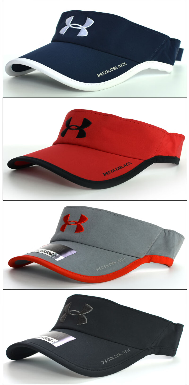 安德玛(under armour)ua男空顶帽子无顶高尔夫帽子运动棒球帽 黑色侧