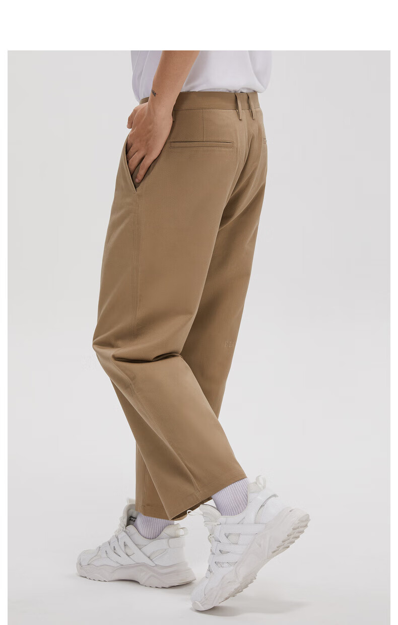 卡宾男装卡其色休闲裤纯棉简约宽松直筒长裤青年y 卡其色35 52/180/xl