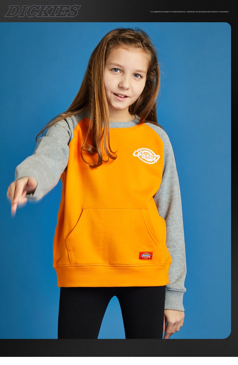 dickies童装卫衣 男女童宝宝logo印花长袖卫衣上衣dk008441 黑色 140