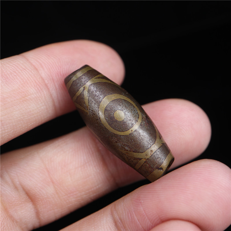 异地彩虹手工锤叠嵌铜工艺图腾金刚三眼天珠藏式天铁托甲三眼天珠