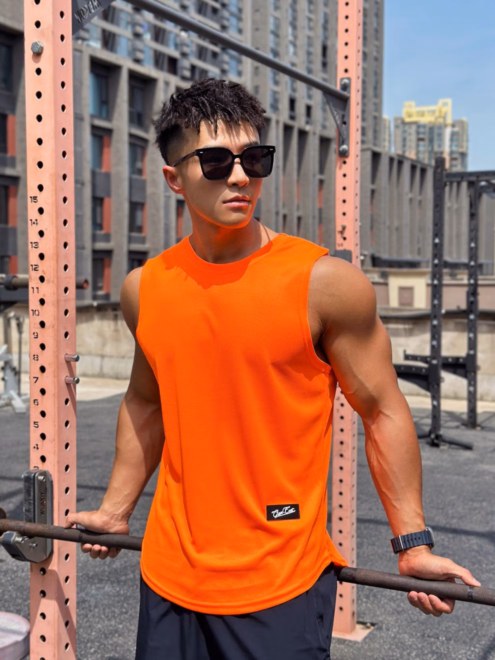 Summer Trend Men's Crew Neck Fitness Sports Casual Vest Mesh Running Training Sleeveless Vest Quick-Drying Top_viptrois.com