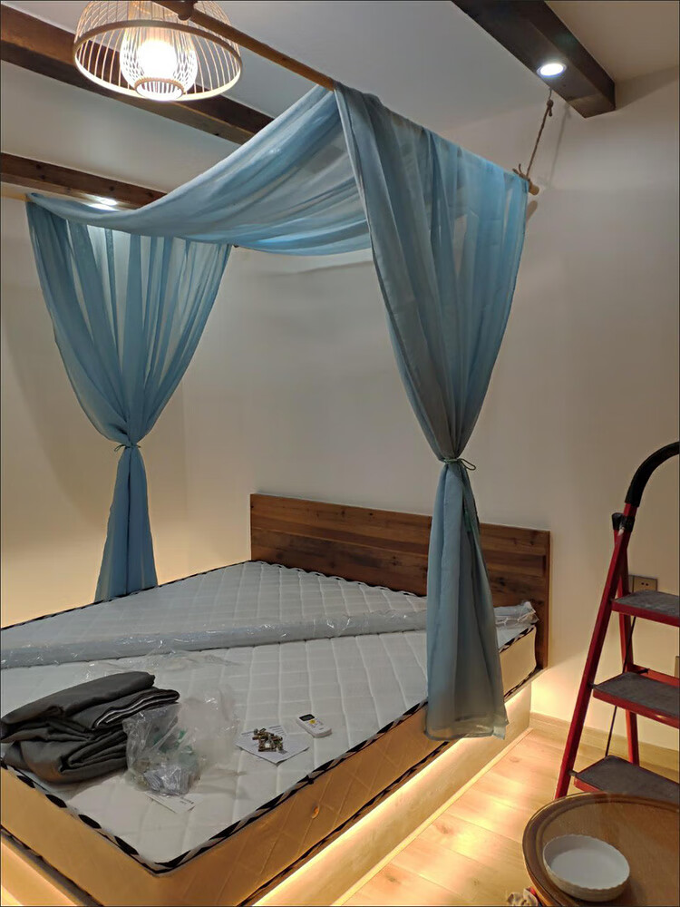 梦莱福menglaifu高档防尘麻纱搭纱民宿客栈床幔东南亚风美式四柱架子