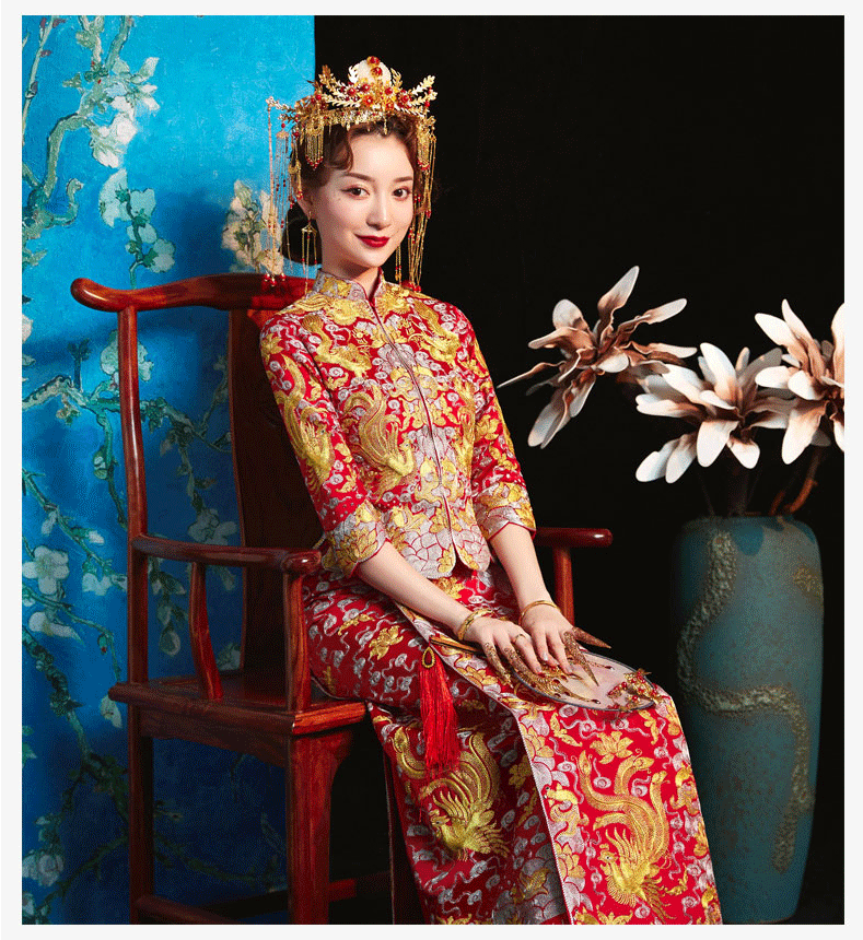 罗蒙romon大五福龙凤褂秀禾服新娘2022新款中式嫁衣结婚婚纱礼服敬酒
