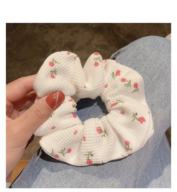 精致碎花大肠圈白色布艺小花bm同款大肠发圈韩国发饰芭珀丽黑色10条