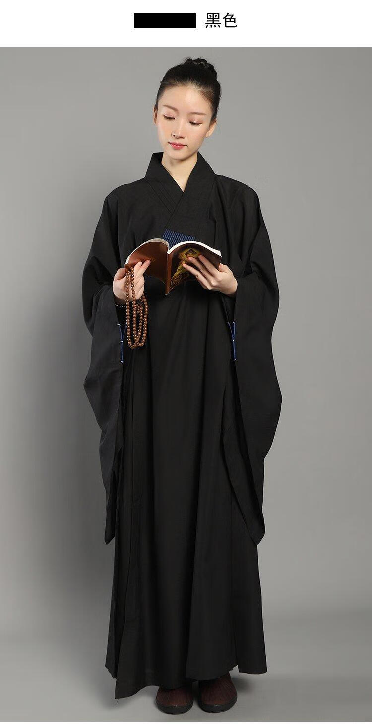 佛教佛堂法会高档台湾麻纱僧服海青居士服女男款咖啡黑色僧衣海清高档