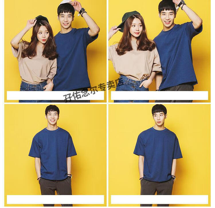 2022新款小尼力heybig日系韩版基础纯色短袖t恤男基础款运动打底衫