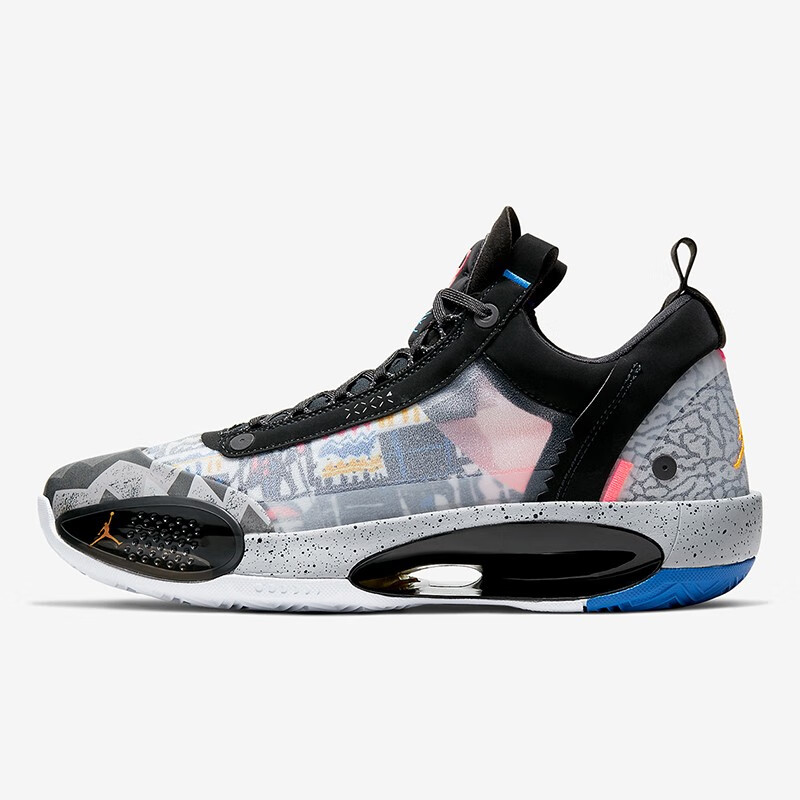 【盛疆】耐克nike air jordan34 mid中帮aj34乔34 男子实战篮球鞋 黑
