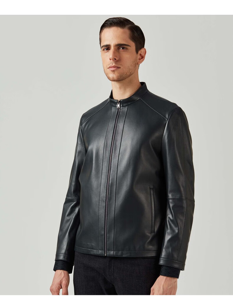 专柜同步款劲霸男装皮衣秋冬绵羊皮夹克外套专柜bplv3312hpl1334黑色