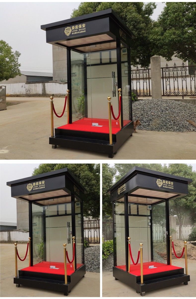 售楼处形象岗亭礼宾站岗台户外保安亭不锈钢可移动钢化玻璃亭【图片