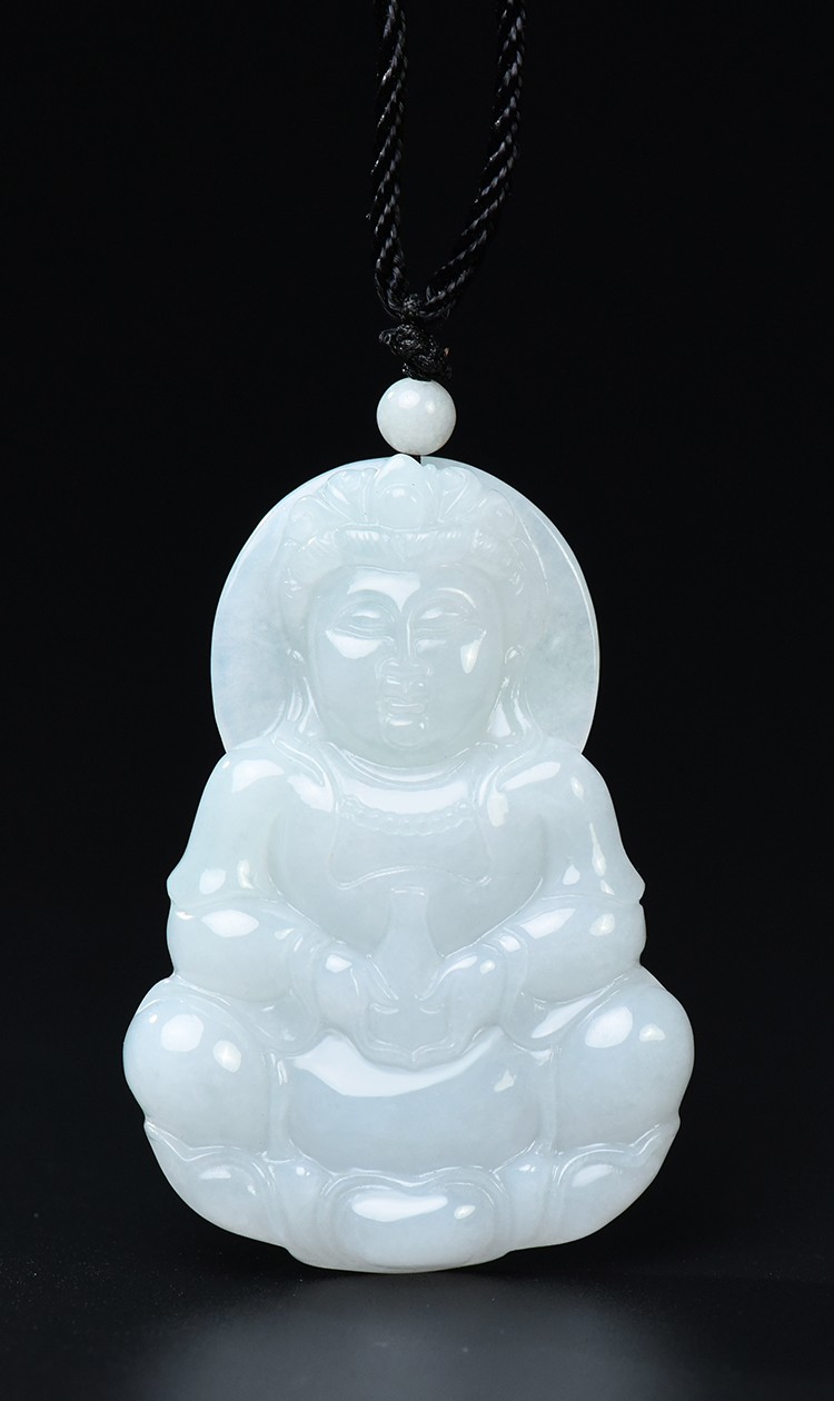 凤禧珠宝翡翠吊坠玉观音菩萨男款糯种玉坠附证书节日礼物
