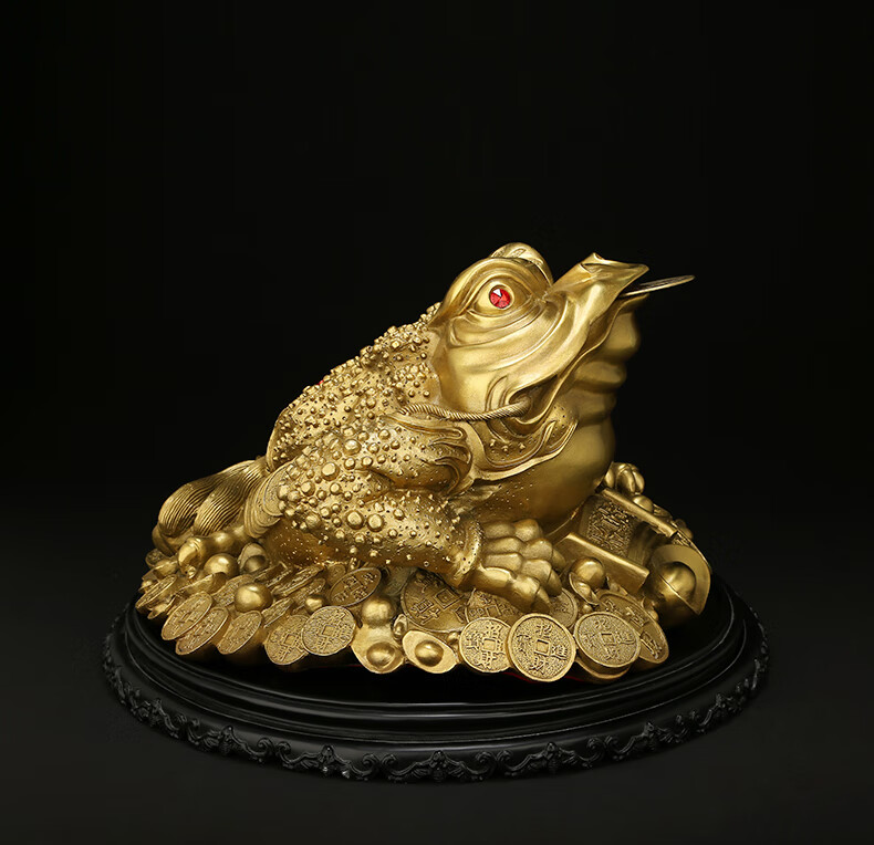 全铜金蟾摆件 三足金蟾蜍店铺开业礼品客厅酒柜办公桌装饰品 特大号八