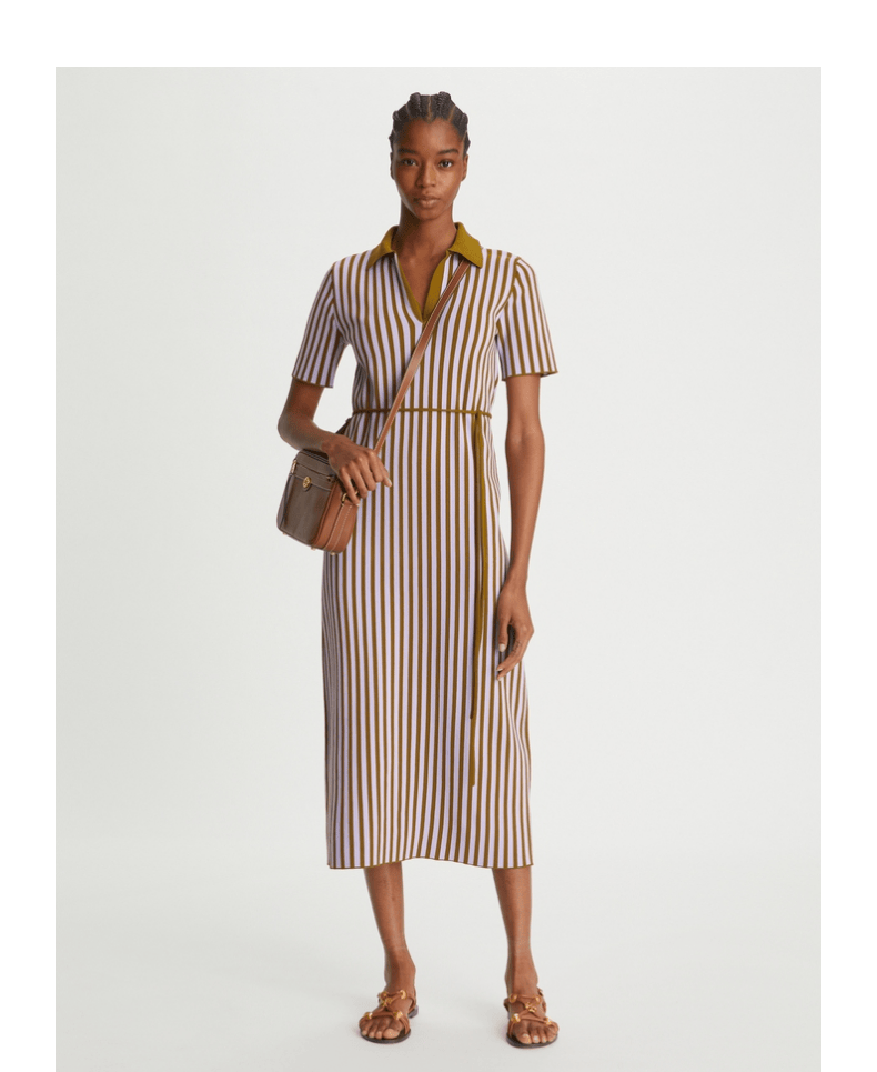 【618盛典】tory burch 汤丽柏琦 22春夏女装 竖条纹连衣裙 135455 浅