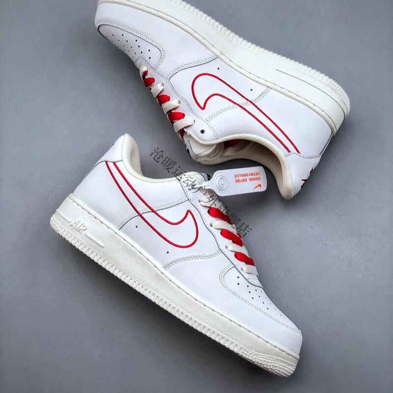 low 07 空军一号低帮休闲板鞋官网品牌nike 旗舰官方米白红电绣勾