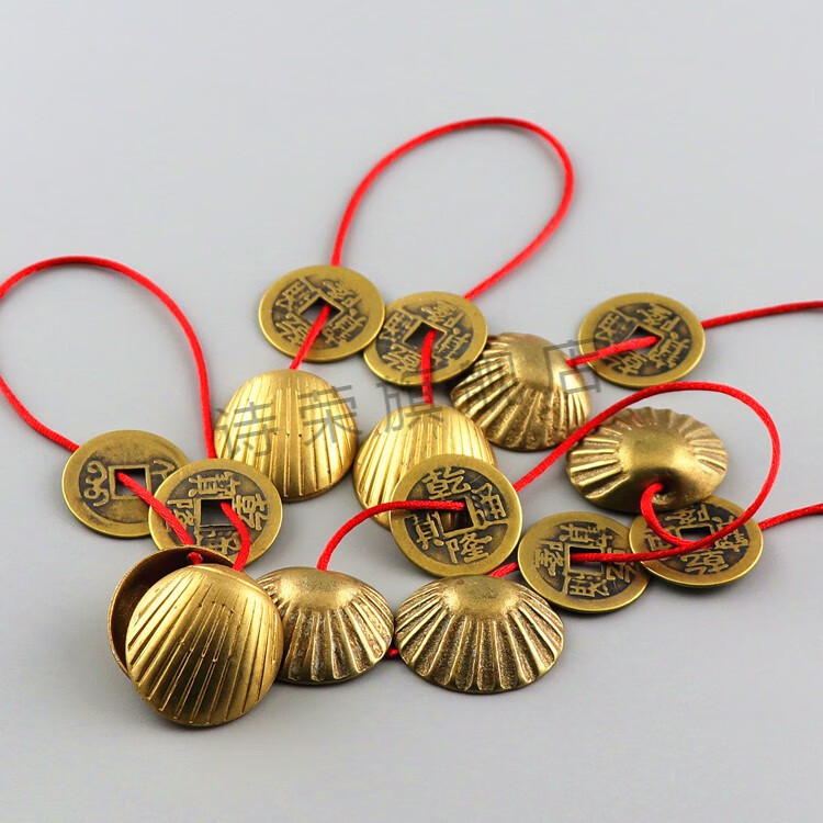 佛具天然桃木法器纯铜 圣卦阴阳杯 大号 纯铜加厚圣杯一对 铜钱【图片