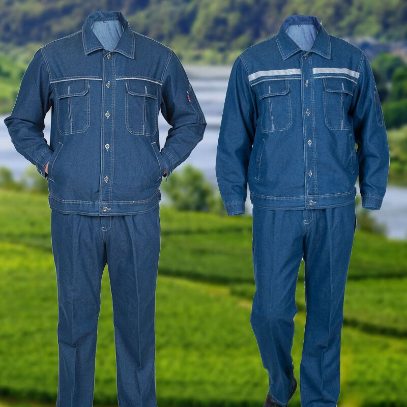 富贵鸟【京选品质】国家电网牛仔工作服套装男电力建设电工劳保服电投