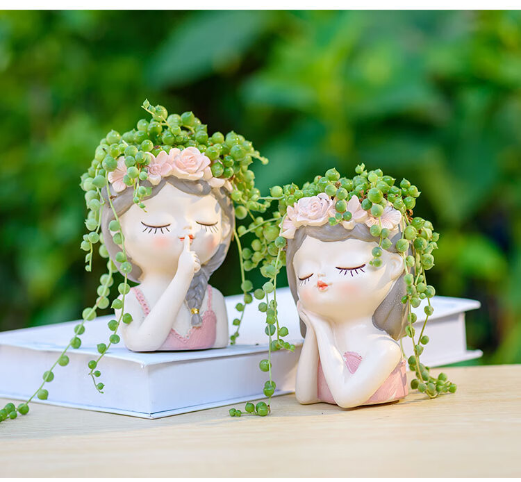 熠文 创意卡通小仙女可爱女孩多肉盆栽桌面小花盆迷你花瓶女神节礼物