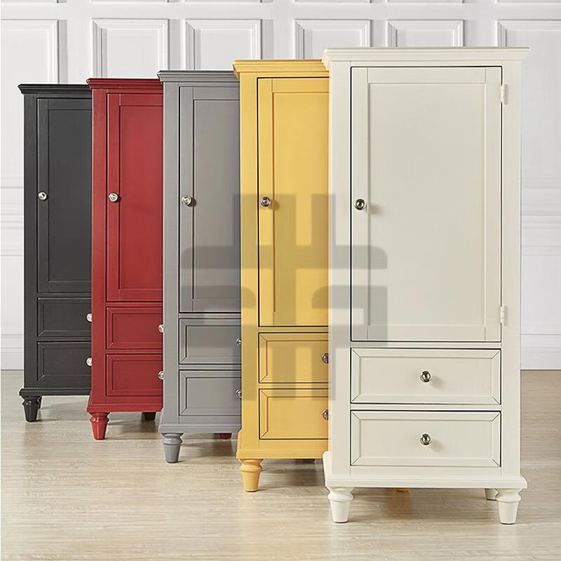 邦兴晖单人衣柜实木户型窄储物柜定制迷你柜矮衣橱单门衣柜美式高款