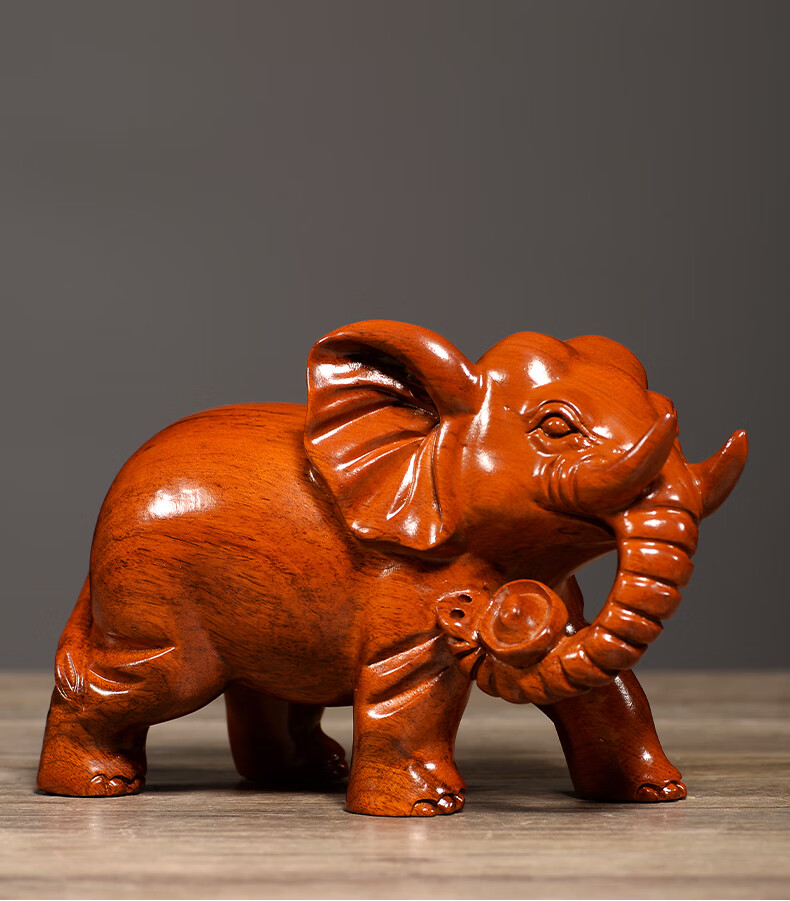 曹堂花梨木雕木头大象摆件一对实木质客厅工艺品装饰红木乔迁新居礼品