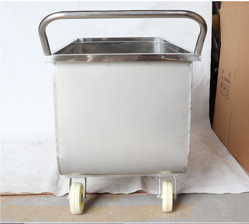 饲料车养殖场不锈钢猪厂手推车猪场用饲料运输车大号加厚喂料斗车升级