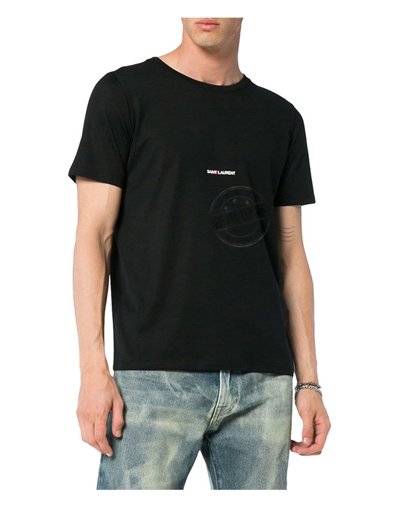ysl圣罗兰男士t恤字母印花圆领短袖黑色464572yb2dq1000xl