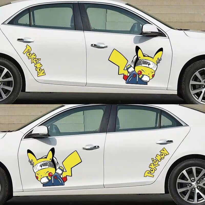 皮卡丘汽车磁吸贴纸车身车门遮挡划痕大号可爱车贴卡通车身磁性贴 多