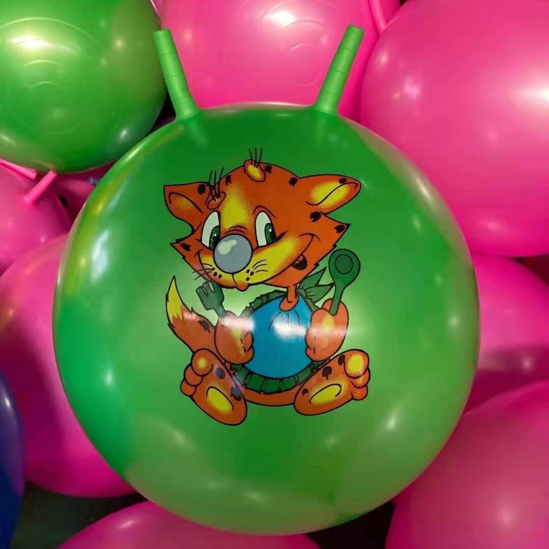 儿童感统训练球大龙球加厚防爆羊角球幼儿园充气玩具跳跳球送气泵蓝色