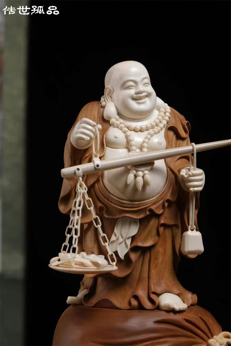 【称心如意】猛犸象牙雕刻 印度老山檀香镶嵌猛犸牙送礼送礼珍品青云