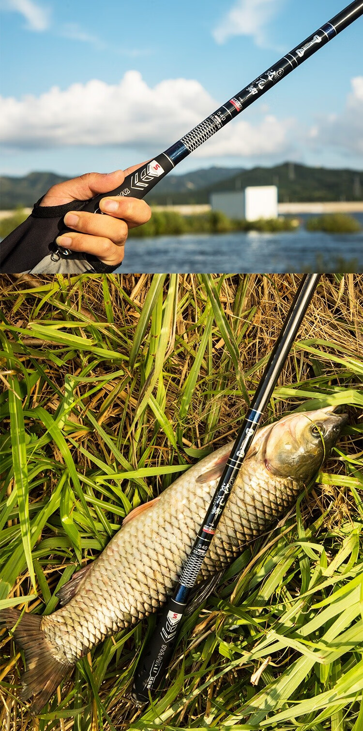 野钓28调手竿37鱼竿19鲫鱼竿十大品牌超轻37调达瓦鲫鱼竿36米双竿稍
