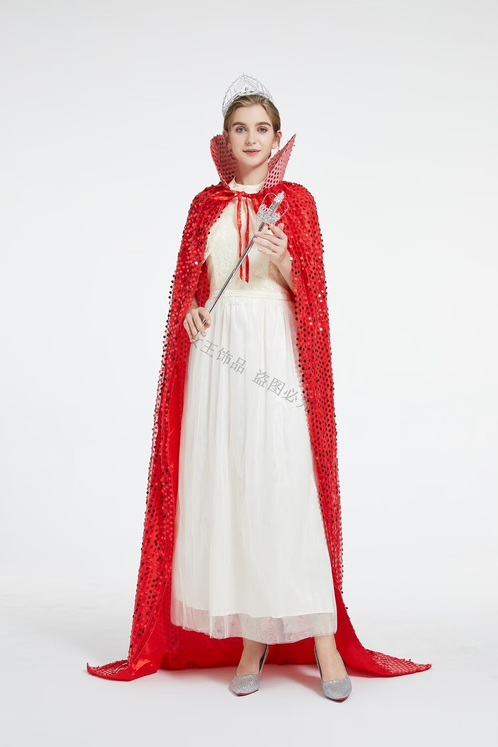 亮片选美小姐披风斗篷酒吧夜场颁奖服饰年会舞台演出披袍披风 银色