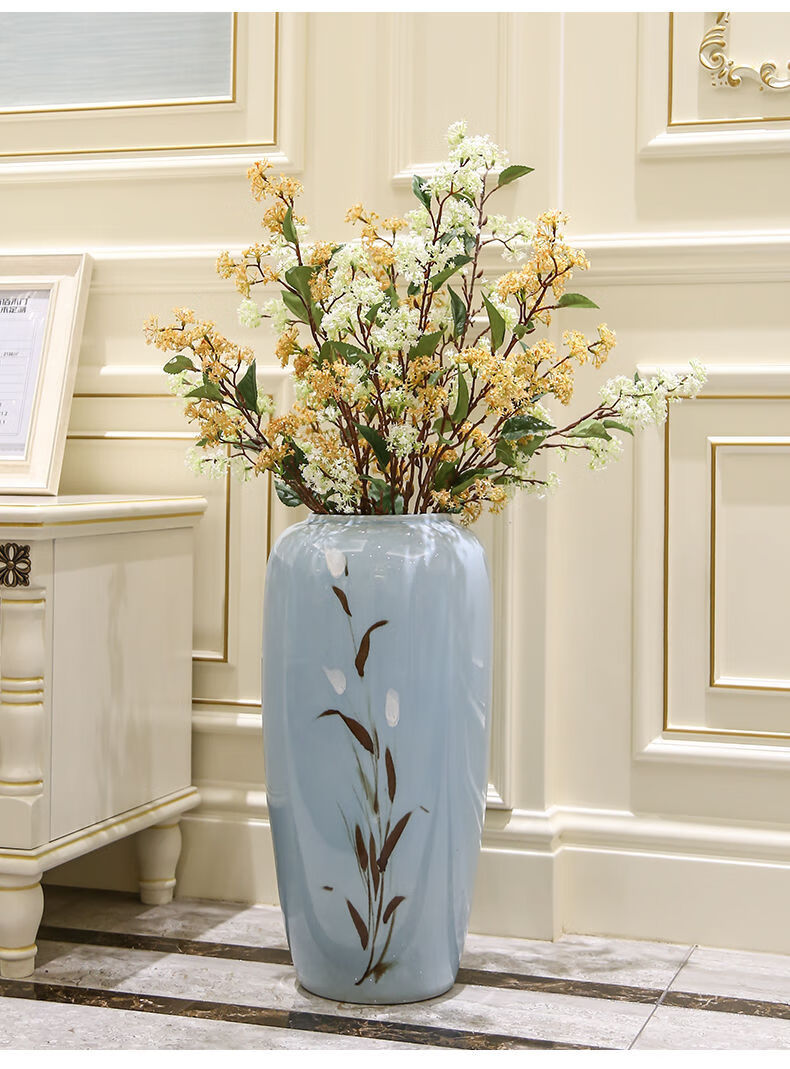 陶瓷落地花瓶大号仿真花装饰摆件新中式客厅现代简约田园水培花插 80*