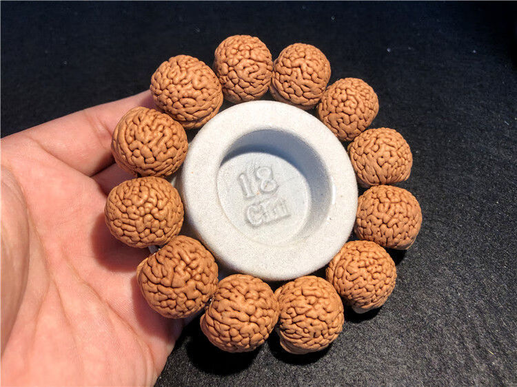 天然野生凤尾桃核手串矮桩龙鳞纹脑纹桃核手把玩件单圈男女手串链龙鳞