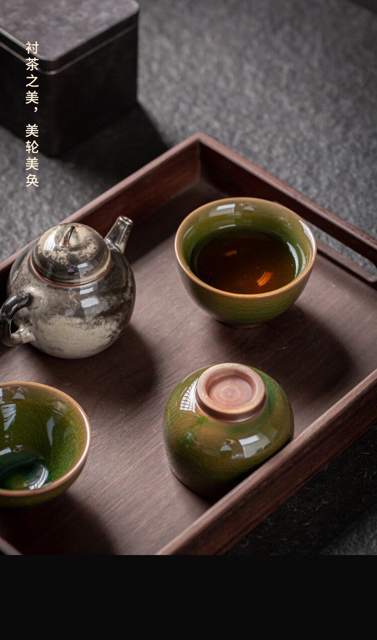 夕陌官窑茶杯主人杯冰裂开片陶瓷单杯大号茶盏男士高档个人专用杯可养