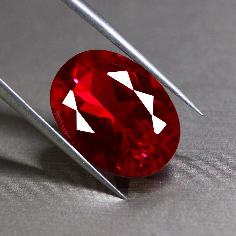 椭圆形红宝石裸石戒面戒指未镶嵌吊坠手链两用缅甸鸽血红切面粉熔彩宝