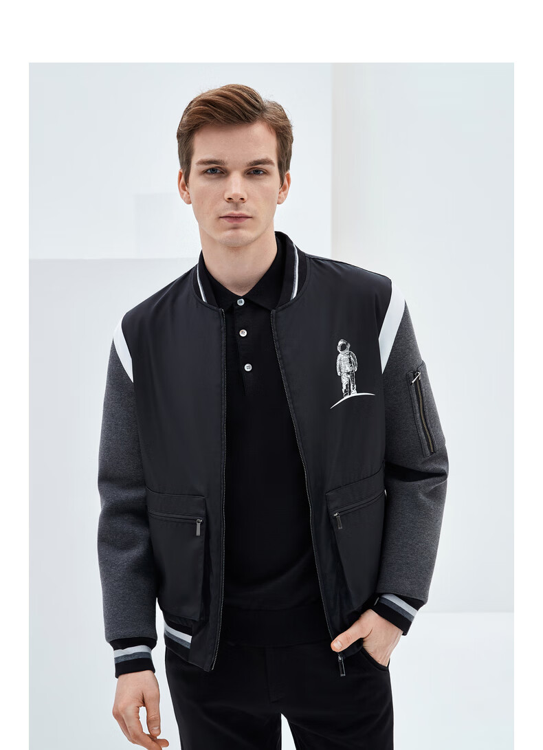 ports宝姿男装秋冬新款明星同款太空系列棒球服夹克ml9j024zwo001