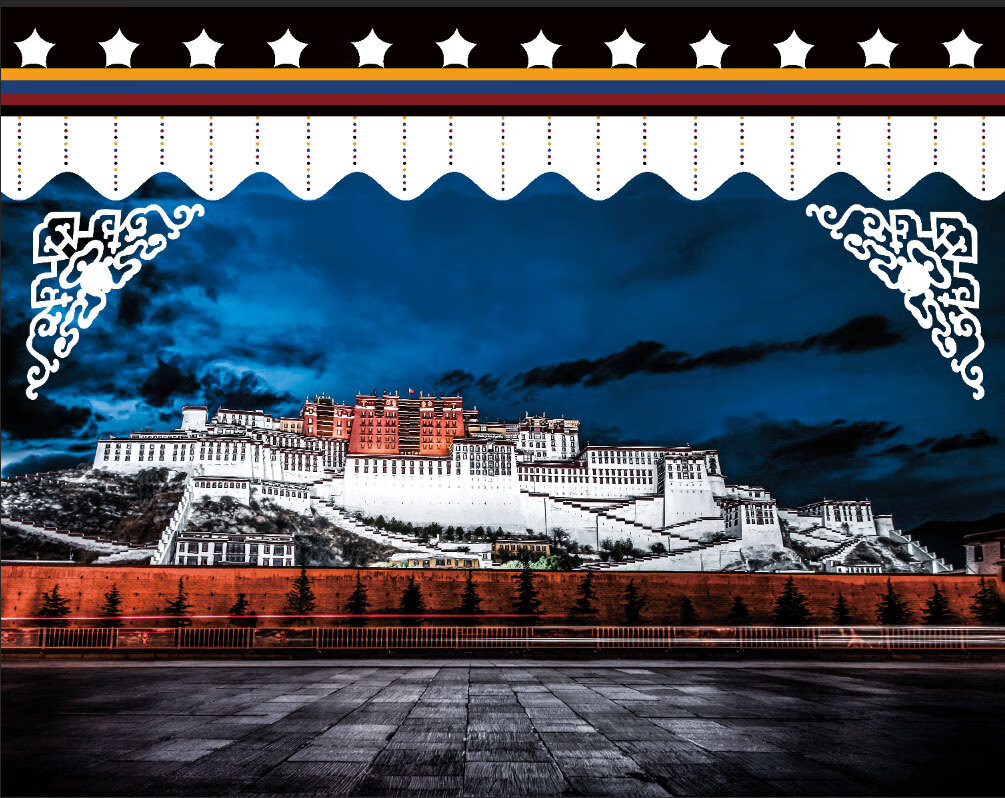 茵思宛 西藏地图民族风装饰布网红直播藏式挂布客厅背景布定制 来图