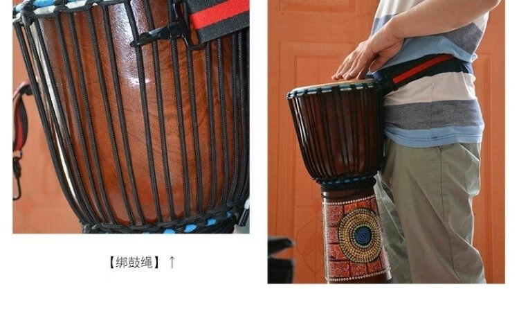 军鼓背带加宽非洲鼓腰带减负舒适条纹金属挂钩12寸14寸乐器配件红绿