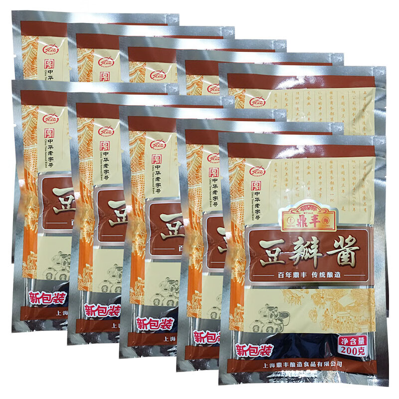 上海鼎丰豆瓣酱200g*10袋 家常炒菜蘸食口味俱佳爽口脆滑 10袋