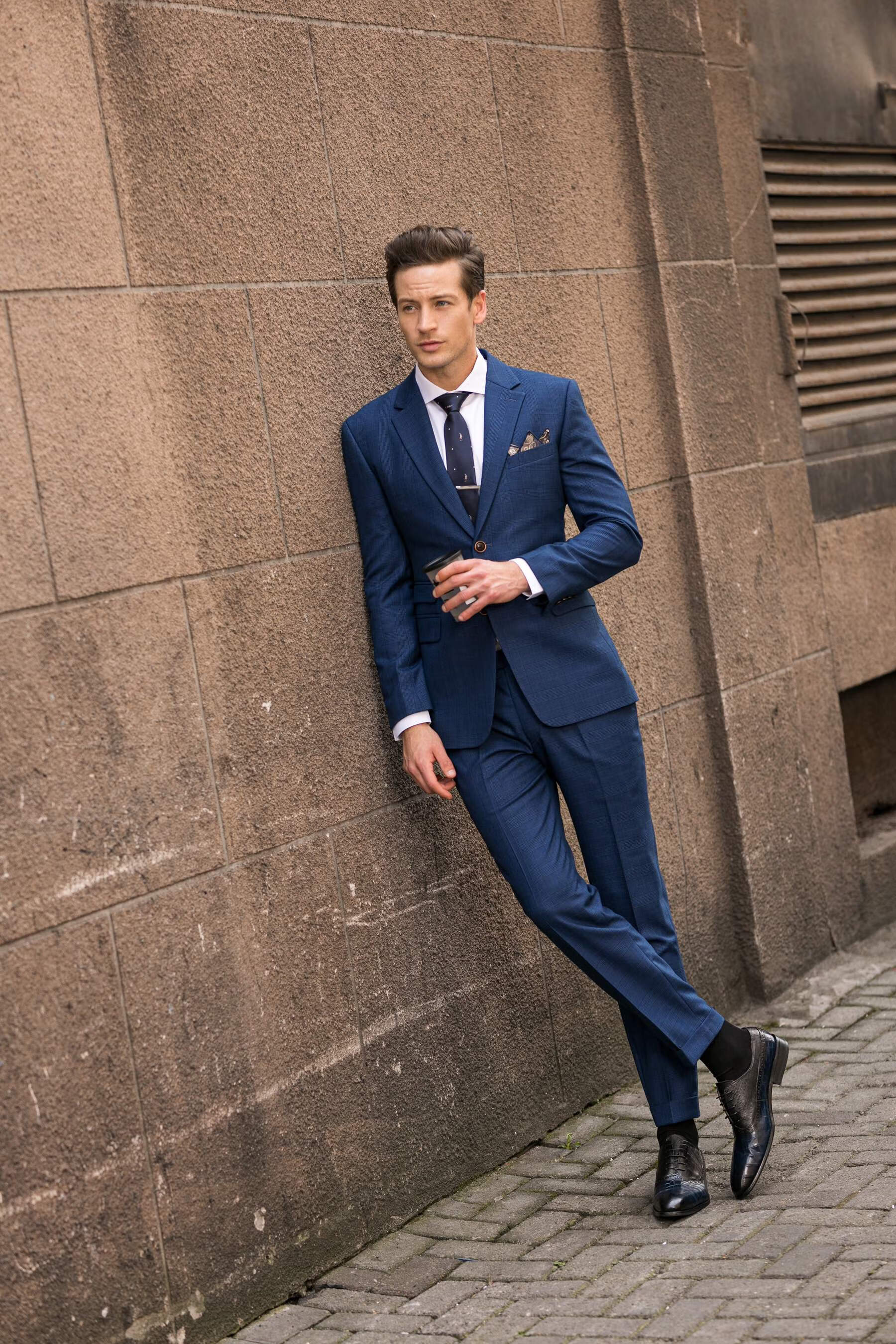 (全国上门量体)登霸虎 西服定制男西装套装 婚礼欧美风修身双排扣欧美