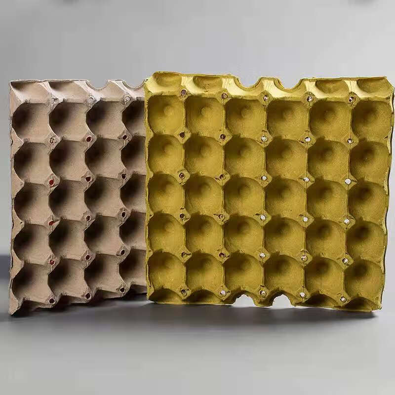 30枚纯纸浆鸡蛋托盘包装盒纸托盘运输蛋托拖养鸡场用5cm混色毛球10个