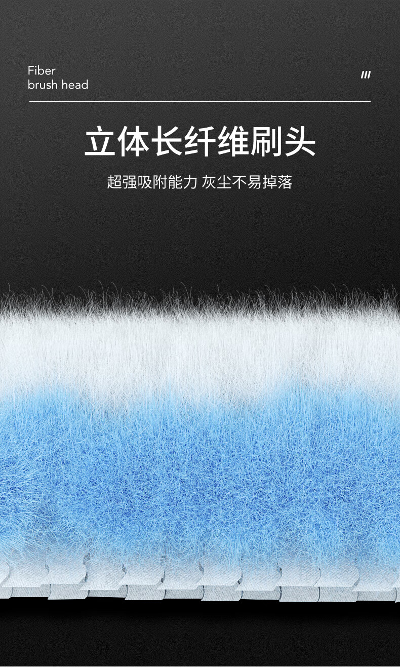 106228-美丽雅 除尘掸 缝隙清扫不脏手扬灰尘掸汽车内化妆台鸡毛掸子 1个手柄+3个替换头-详情图
