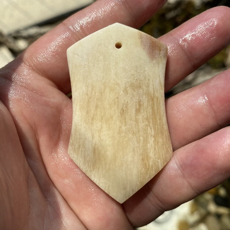 老凤凰天然骆驼骨血料满蝌蚪纹手工雕刻未脱脂驼骨手把件三界牌吊坠