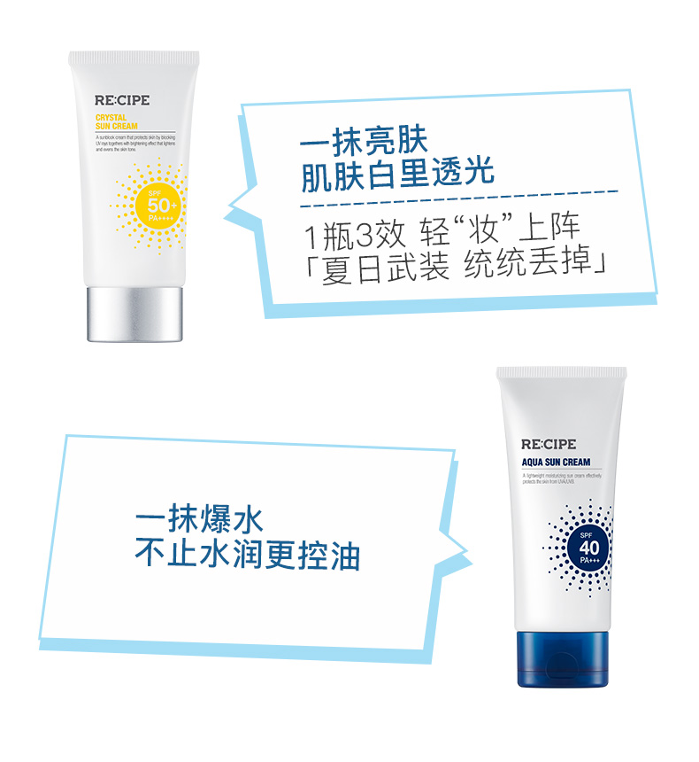 37859-【鹿晗代言】韩国RECIPE玥之秘水晶防晒喷雾女SPF50+防晒霜男女儿童军训隔离防晒 第2代水晶喷雾180ml-详情图