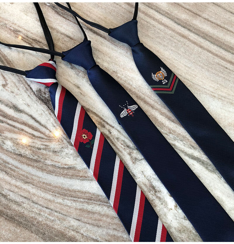 领带男免打男士懒人拉链领带小蜜蜂5公分窄领带新郎伴郎团自动拉链