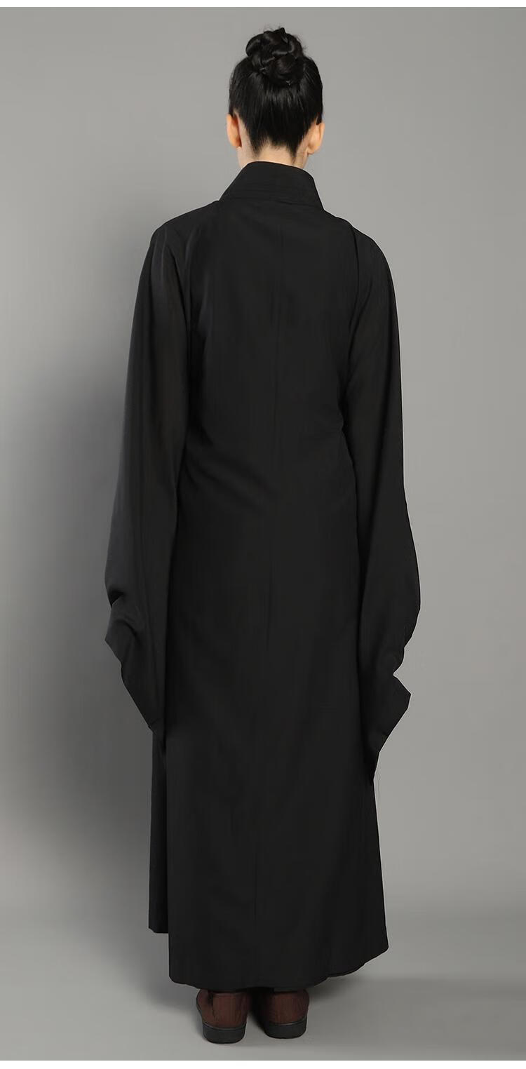 佛教佛堂法会高档台湾麻纱僧服海青居士服女男款咖啡黑色僧衣海清高档