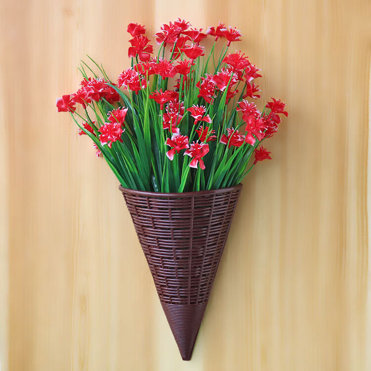 家居客厅仿真花假花装饰墙面壁挂式挂篮套装摆设各种绿植花草插花扇挂