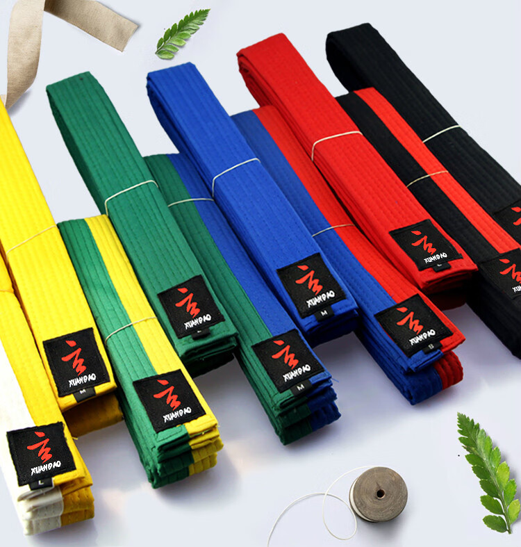 跆拳道腰带跆拳道腰带绣字道带儿童考级白黄带黄绿带绿蓝带蓝红带红黑