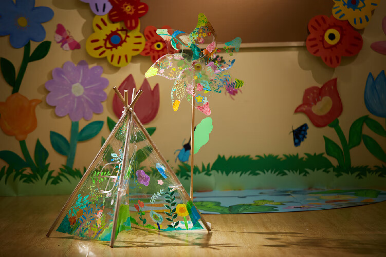 彩绘风车透明户外手工diy涂鸦风车创意美术制作材料幼儿园儿童节彩绘