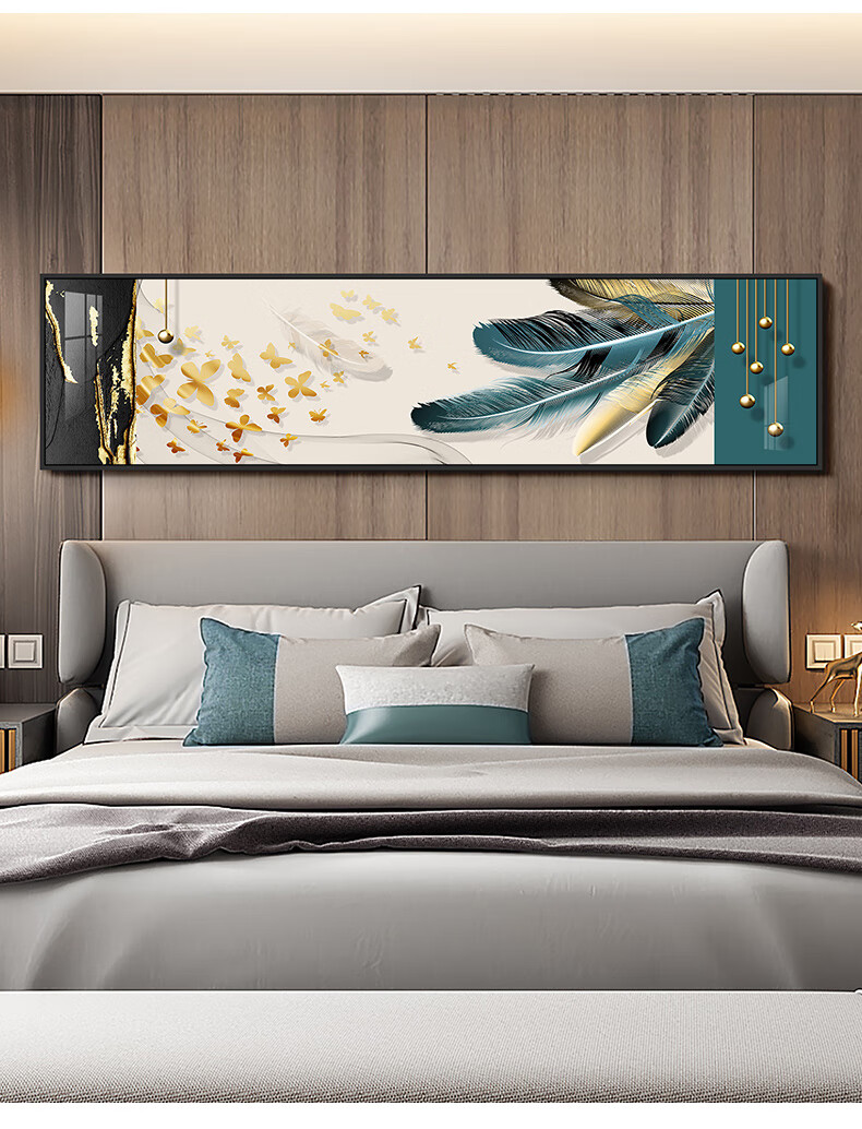 绘巢 卧室床头装饰画现代简约大气主卧房间壁画轻奢民宿酒店背景墙