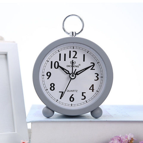 新款静音闹钟办公家用简约圆形闹钟学生时尚钟表小礼品静音小闹钟 双